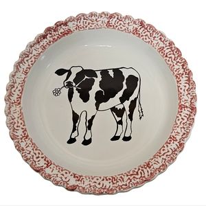 Vintage 1994 ABC Distributing Country Cow Stoneware 10.5" Pie Plate